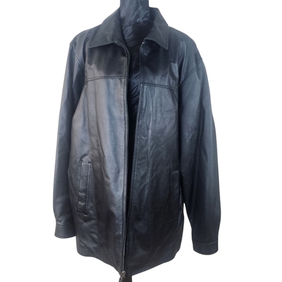 St. John's Bay Heavy Black Leather Jacket for Men Size Large - Picture 3 of 13